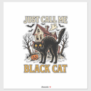 Schwarzes Katzenkostüm Spukhaus Lustiger Halloween Aufkleber