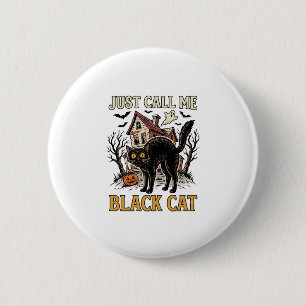 Schwarzes Katzenkostüm Spukhaus Lustiger Halloween Button