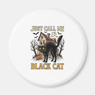 Schwarzes Katzenkostüm Spukhaus Lustiger Halloween Magnet