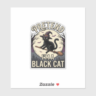 Schwarzes Katzenkostüm Vintage Halloween Hexenkatz Aufkleber