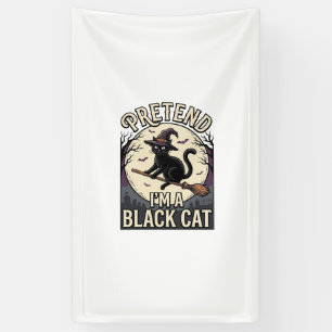 Schwarzes Katzenkostüm Vintage Halloween Hexenkatz Banner