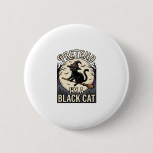 Schwarzes Katzenkostüm Vintage Halloween Hexenkatz Button
