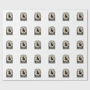 Schwarzes Katzenkostüm Vintage Halloween Hexenkatz Geschenkpapier