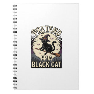 Schwarzes Katzenkostüm Vintage Halloween Hexenkatz Notizblock