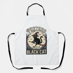 Schwarzes Katzenkostüm Vintage Halloween Hexenkatz Schürze