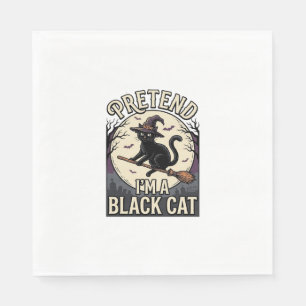 Schwarzes Katzenkostüm Vintage Halloween Hexenkatz Serviette