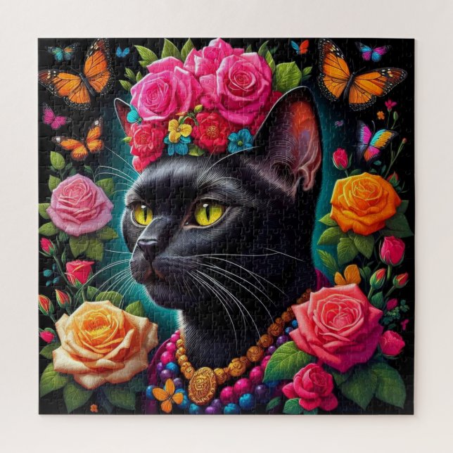 Schwarzes Katzenpuzzle! Puzzle (Vertikal)