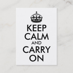 Schwarzes Keep Calm und Mach Weiter Visitenkarte