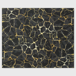 Schwarzes Kintsugi-Goldader-Geschenkpapier Geschenkpapier
