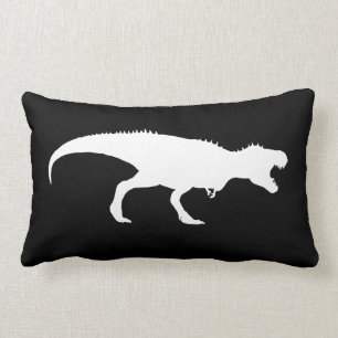 Schwarzes Kissen mit T-Rex-Silhouette