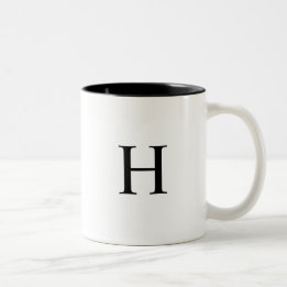 Schwarzes Klassisches Elegantes Monogramm Zweifarbige Tasse