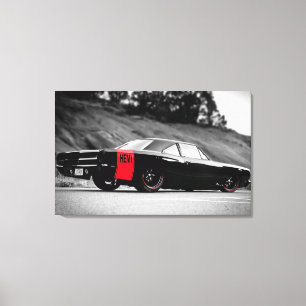 Schwarzes klassisches Muscle Car Leinwanddruck