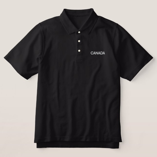Schwarzes klassisches Polo-Shirt bestickt mit weiß (Design Front)