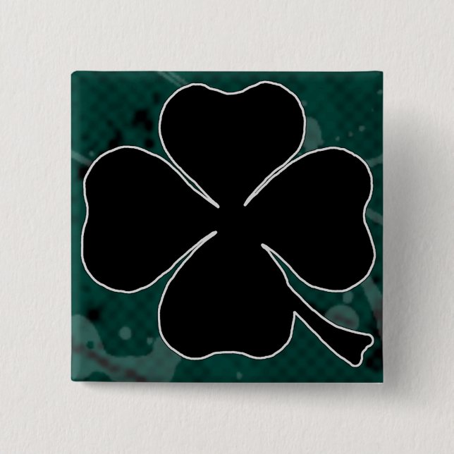 Schwarzes Klee-Button Button (Vorderseite)