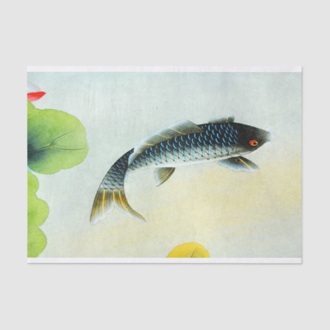 Schwarzes Koi Fisch-Seidenpapier Seidenpapier (Vorderseite)