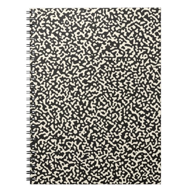 Schwarzes Kompositionsbuch Nahtloses Muster Notizblock (Vorderseite)