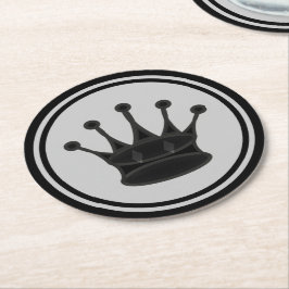 Schwarzes Königin-Schach Runder Pappuntersetzer