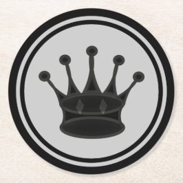 Schwarzes Königin-Schach Runder Pappuntersetzer