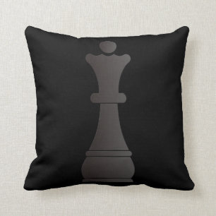Schwarzes Königinschachstück Kissen
