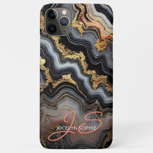 Schwarzes Korallenrosa Weißgold Marmor Kunstmuster Case-Mate iPhone Hülle