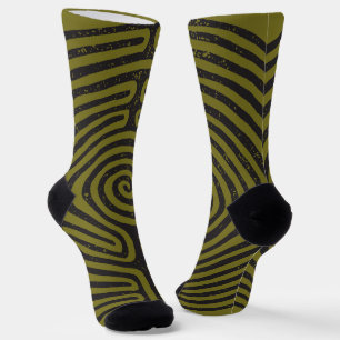 Schwarzes Kreis-Labyrinth (Olive) Fine Art Socken