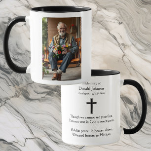 Schwarzes Kreuz und Gedicht-Foto-Gedenkstätte Tasse