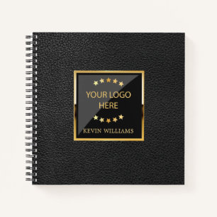 Schwarzes Kunstleder-Logo Personalisiertes Büro Notizbuch