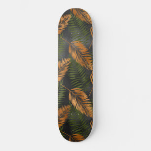 Schwarzes Kupferbraunes Palmbaumblatt Glam Tropisc Skateboard