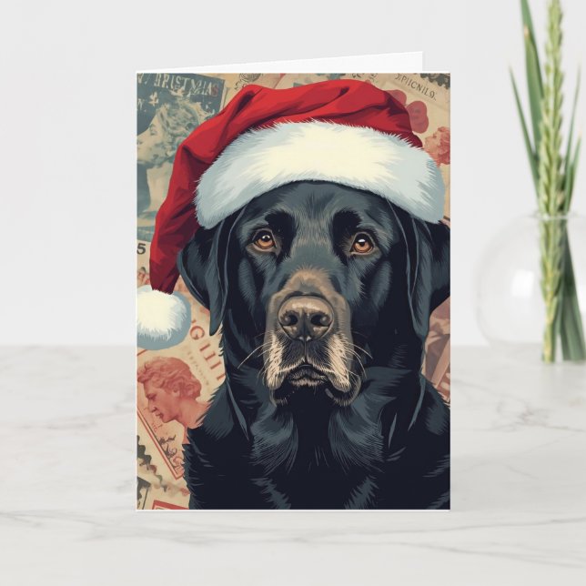Schwarzes Lab-Christmas Feiertagskarte (Vorderseite)