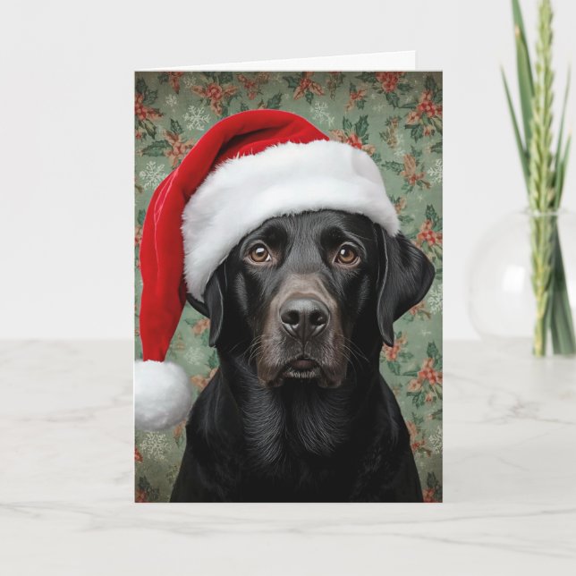 Schwarzes Lab-Christmas Feiertagskarte (Vorderseite)