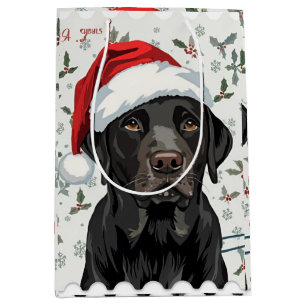 Schwarzes Lab-Christmas Mittlere Geschenktüte