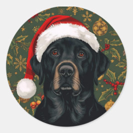 Schwarzes Lab-Christmas Runder Aufkleber