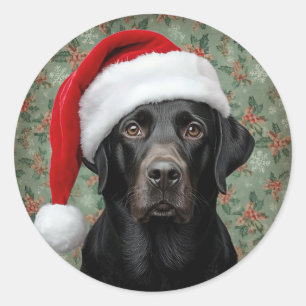 Schwarzes Lab-Christmas Runder Aufkleber