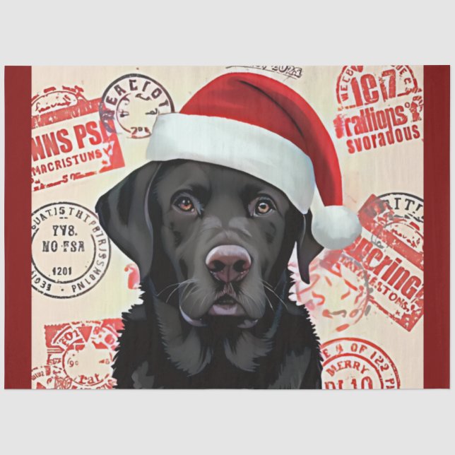 Schwarzes Lab-Christmas Seidenpapier (Vorderseite)