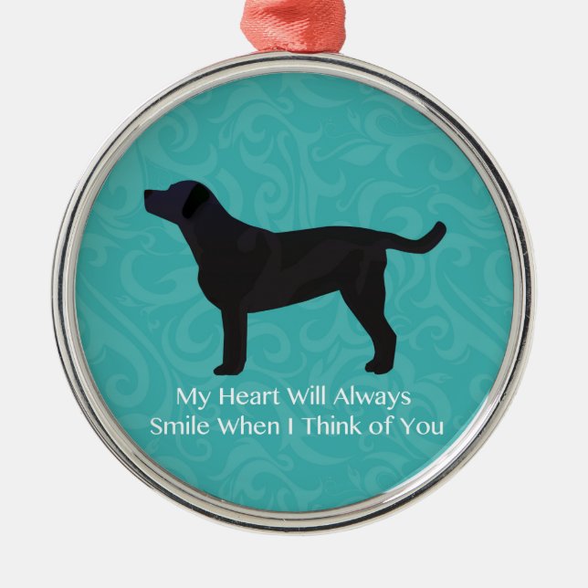 Schwarzes Labor Denken Sie an Ihr Design Silbernes Ornament (Vorne)