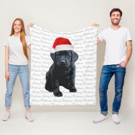 Schwarzes Labor Frohe Weihnachtshunde Labrador Fleecedecke