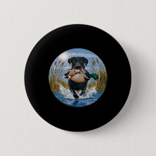 Schwarzes Labor Jagdducken Geflügel Gelb Button