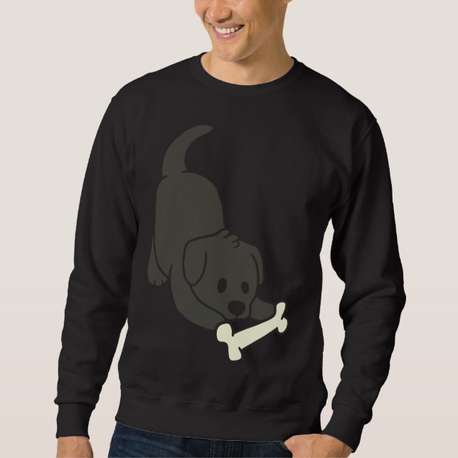 Schwarzes Labor mit Knochen Sweatshirt (Vorderseite)