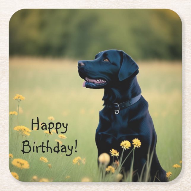 Schwarzes Labor Rechteckiger Pappuntersetzer (Vorderseite)