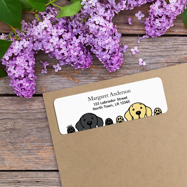 Schwarzes Labor und Gelbe Labrador-Beobachtung (Black Lab and Yellow Lab Cartoon Design Return Address Label for Labrador Owners.  Cute and funny.)