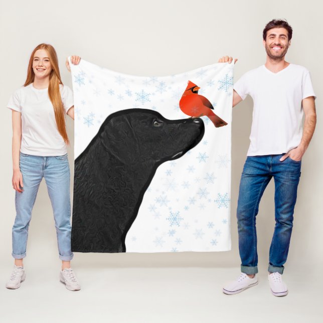 Schwarzes Labor und Kardinal Weihnachten Fleecedecke (Beispiel)
