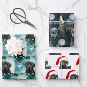 Schwarzes Labor Weihnachten Geschenkpapier Set
