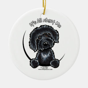 Schwarzes Labradodle IAAM Keramikornament