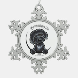 Schwarzes Labradoodle IAAM Schneeflocken Zinn-Ornament