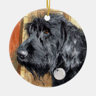 Schwarzes Labradoodle Keramik Ornament
