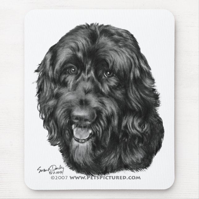 Schwarzes Labradoodle Mousepad (Vorne)