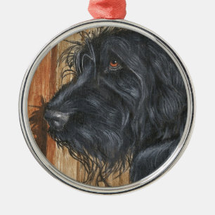 Schwarzes Labradoodle Ornament Aus Metall