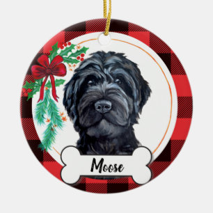 Schwarzes Labradoodle / Schwarzes Goldendoodle Keramik Ornament