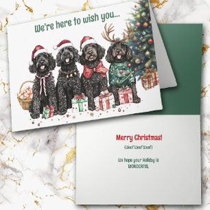 Schwarzes Labradoodle Weihnachtskarte für festlich Feiertagskarte