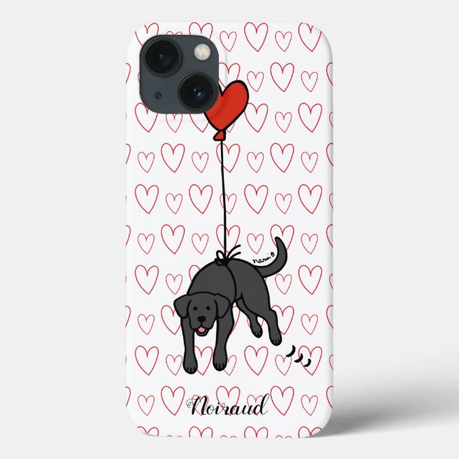 Schwarzes Labrador Blumenherz  Case-Mate iPhone Hülle (Rückseite)